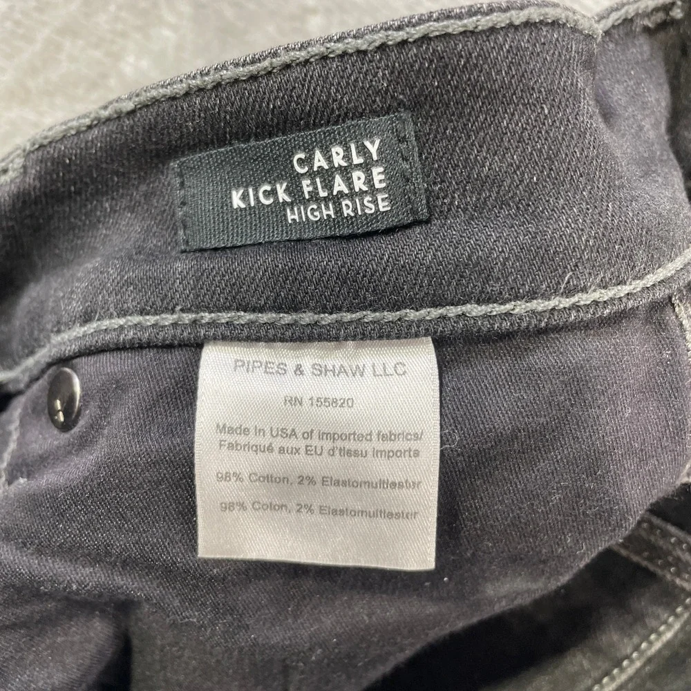 Veronica Beard Jeans Carly Kick Flare Womens 27 Black Raw Hem High Rise Washed - Picture 3 of 12